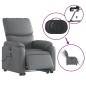 vidaXL Sillón de masaje elevable eléctrico cuero sintético gris vidaXL Sillón de masaje elevable eléctrico cuero sintético gris