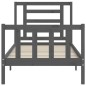vidaXL Estructura de cama con cabecero madera maciza gris vidaXL Estructura de cama con cabecero madera maciza gris