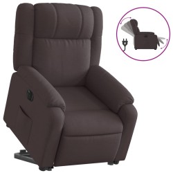 vidaXL Sillón eléctrico reclinable elevable de tela marrón oscuro