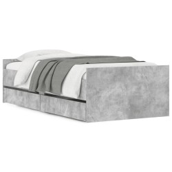 vidaXL Estructura de cama con cajones gris hormigón 100x200 cm