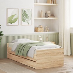 vidaXL Estructura de cama con cajones roble Sonoma 100x200 cm