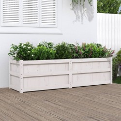 vidaXL Jardinera de madera maciza de pino blanca 180x50x50 cm