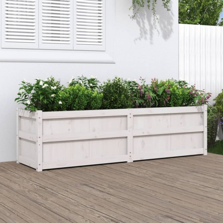 vidaXL Jardinera de madera maciza de pino blanca 180x50x50 cm