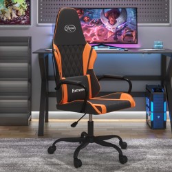 vidaXL Silla gaming de masaje cuero sintético negro y naranja