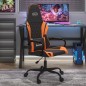 vidaXL Silla gaming de masaje cuero sintético negro y naranja vidaXL Silla gaming de masaje cuero sintético negro y naranja