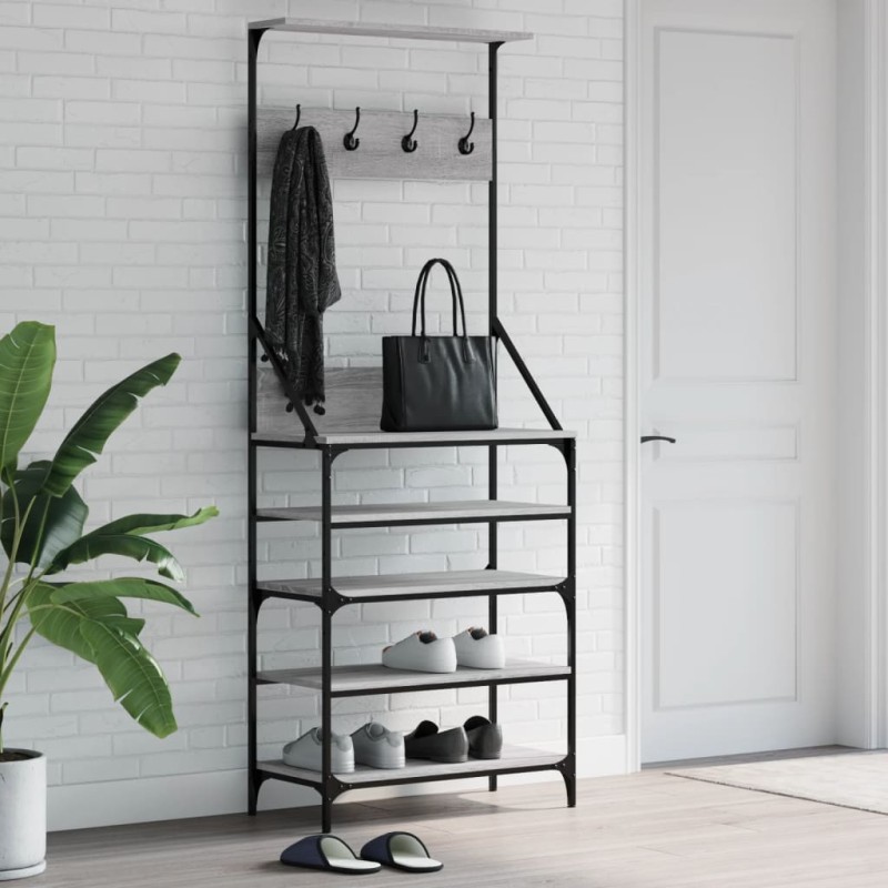 vidaXL Perchero con zapatero gris Sonoma 70x34x184 cm vidaXL Perchero con zapatero gris Sonoma 70x34x184 cm