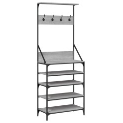vidaXL Perchero con zapatero gris Sonoma 70x34x184 cm