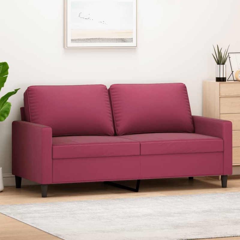 vidaXL Sofá de 2 plazas de terciopelo rojo tinto 140 cm