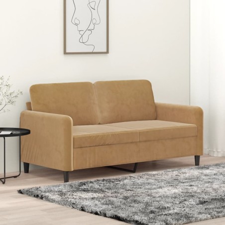vidaXL Sofá de 2 plazas terciopelo marrón 140 cm