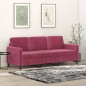 vidaXL Sofá de 3 plazas de terciopelo rojo tinto 180 cm vidaXL Sofá de 3 plazas de terciopelo rojo tinto 180 cm