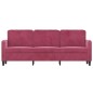 vidaXL Sofá de 3 plazas de terciopelo rojo tinto 180 cm vidaXL Sofá de 3 plazas de terciopelo rojo tinto 180 cm