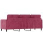 vidaXL Sofá de 3 plazas de terciopelo rojo tinto 180 cm vidaXL Sofá de 3 plazas de terciopelo rojo tinto 180 cm