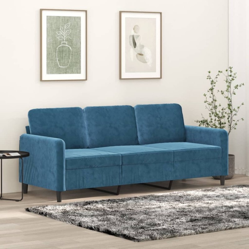 vidaXL Sofá de 3 plazas terciopelo azul 180 cm vidaXL Sofá de 3 plazas terciopelo azul 180 cm