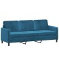 vidaXL Sofá de 3 plazas terciopelo azul 180 cm vidaXL Sofá de 3 plazas terciopelo azul 180 cm