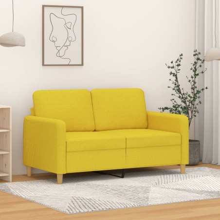 vidaXL Sofá de 2 plazas de tela amarillo claro 120 cm