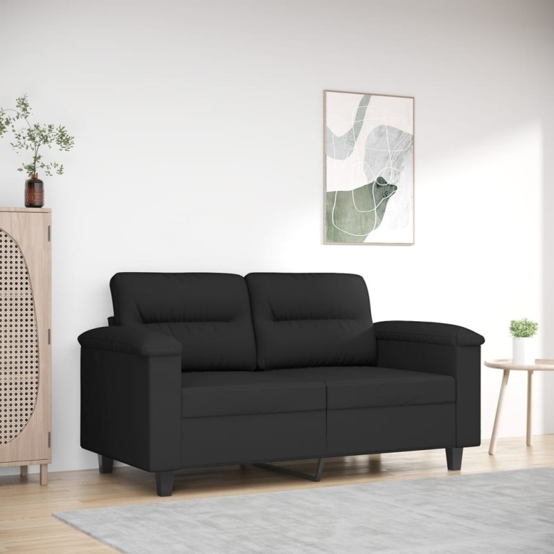 vidaXL Sofá de 2 plazas de tela de microfibra negro 120 cm vidaXL Sofá de 2 plazas de tela de microfibra negro 120 cm
