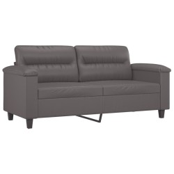 vidaXL Sofá de 2 plazas de cuero sintético gris 140 cm