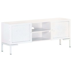vidaXL Mueble para TV de madera maciza de mango blanco 115x30x46 cm