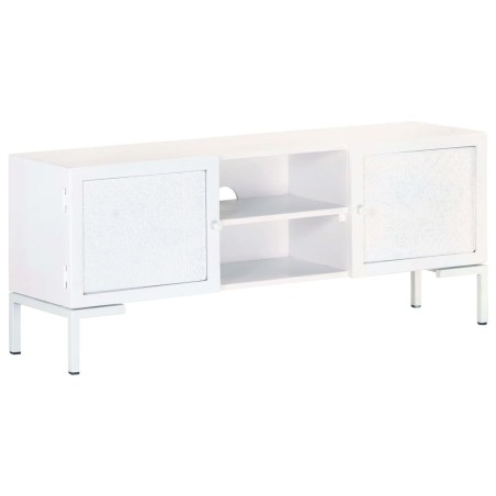 vidaXL Mueble para TV de madera maciza de mango blanco 115x30x46 cm