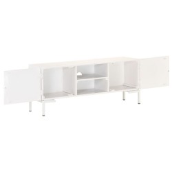 vidaXL Mueble para TV de madera maciza de mango blanco 115x30x46 cm
