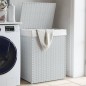 vidaXL Cesto de ropa sucia con tapa ratán sintético blanco 46x33x60 cm vidaXL Cesto de ropa sucia con tapa ratán sintético blanco 46x33x60 cm