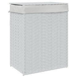 vidaXL Cesto de ropa sucia con tapa ratán sintético blanco 46x33x60 cm