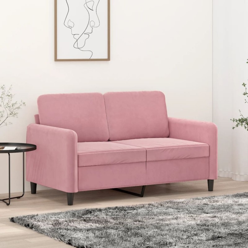 vidaXL Sofá de 2 plazas terciopelo rosa 120 cm