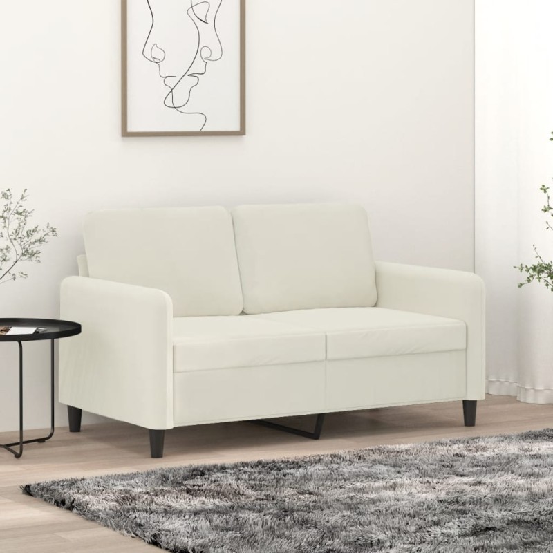 vidaXL Sofá de 2 plazas terciopelo color crema 120 cm vidaXL Sofá de 2 plazas terciopelo color crema 120 cm