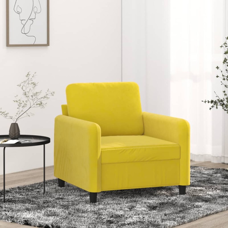 vidaXL Sillón de terciopelo amarillo 60 cm vidaXL Sillón de terciopelo amarillo 60 cm