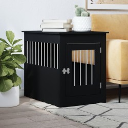 vidaXL Jaula para perros madera de ingeniería negro 55x80x68 cm