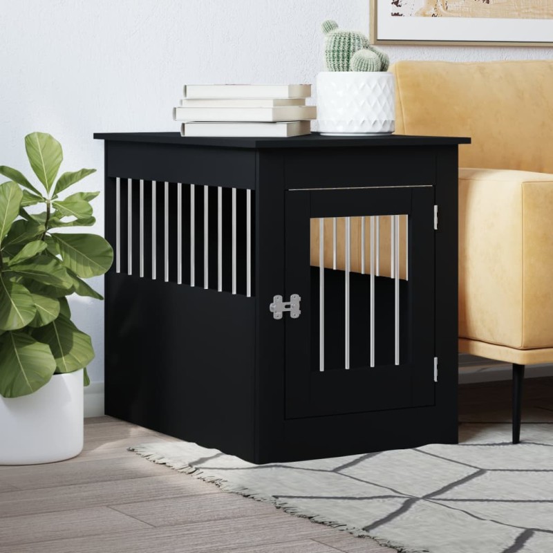 vidaXL Jaula para perros madera de ingeniería negro 55x80x68 cm vidaXL Jaula para perros madera de ingeniería negro 55x80x68 cm