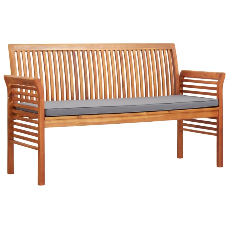 vidaXL Banco de jardín 3 plazas con cojín madera maciza acacia 150 cm vidaXL Banco de jardín 3 plazas con cojín madera maciza acacia 150 cm