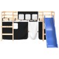 vidaXL Cama alta niños con cortinas madera pino blanco negro 80x200 cm vidaXL Cama alta niños con cortinas madera pino blanco negro 80x200 cm