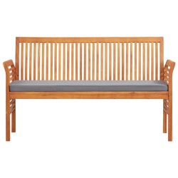 vidaXL Banco de jardín 3 plazas con cojín madera maciza acacia 150 cm