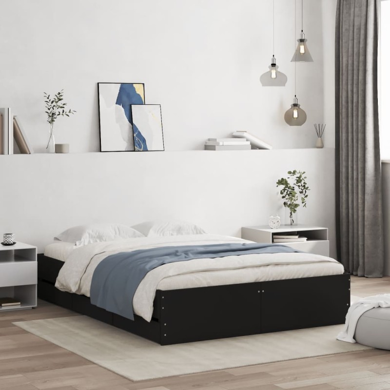 vidaXL Cama con cajones madera de ingeniería negro 120x200 cm vidaXL Cama con cajones madera de ingeniería negro 120x200 cm