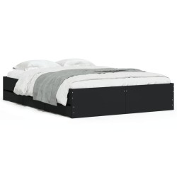 vidaXL Cama con cajones madera de ingeniería negro 120x200 cm