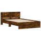 vidaXL Estructura de cama con cabecero roble ahumado 120x200 cm vidaXL Estructura de cama con cabecero roble ahumado 120x200 cm