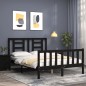 vidaXL Estructura cama de matrimonio con cabecero madera maciza negra vidaXL Estructura cama de matrimonio con cabecero madera maciza negra