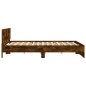vidaXL Estructura de cama cabecero y luces LED roble ahumado 200x200cm vidaXL Estructura de cama cabecero y luces LED roble ahumado 200x200cm