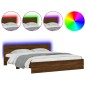 vidaXL Estructura de cama cabecero y luces LED marrón roble 200x200 cm vidaXL Estructura de cama cabecero y luces LED marrón roble 200x200 cm