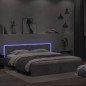 vidaXL Estructura de cama cabecero y luces LED gris hormigón 180x200cm vidaXL Estructura de cama cabecero y luces LED gris hormigón 180x200cm