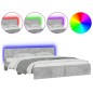 vidaXL Estructura de cama cabecero y luces LED gris hormigón 180x200cm vidaXL Estructura de cama cabecero y luces LED gris hormigón 180x200cm