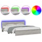 vidaXL Estructura de cama cabecero y luces LED gris Sonoma 180x200 cm vidaXL Estructura de cama cabecero y luces LED gris Sonoma 180x200 cm