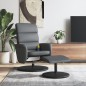 vidaXL Sillón de masaje reclinable con reposapiés cuero sintético gris vidaXL Sillón de masaje reclinable con reposapiés cuero sintético gris