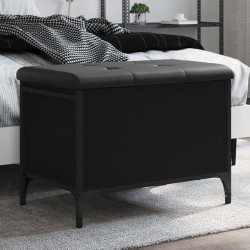 vidaXL Banco con almacenaje madera de ingeniería negro 62x42x45 cm