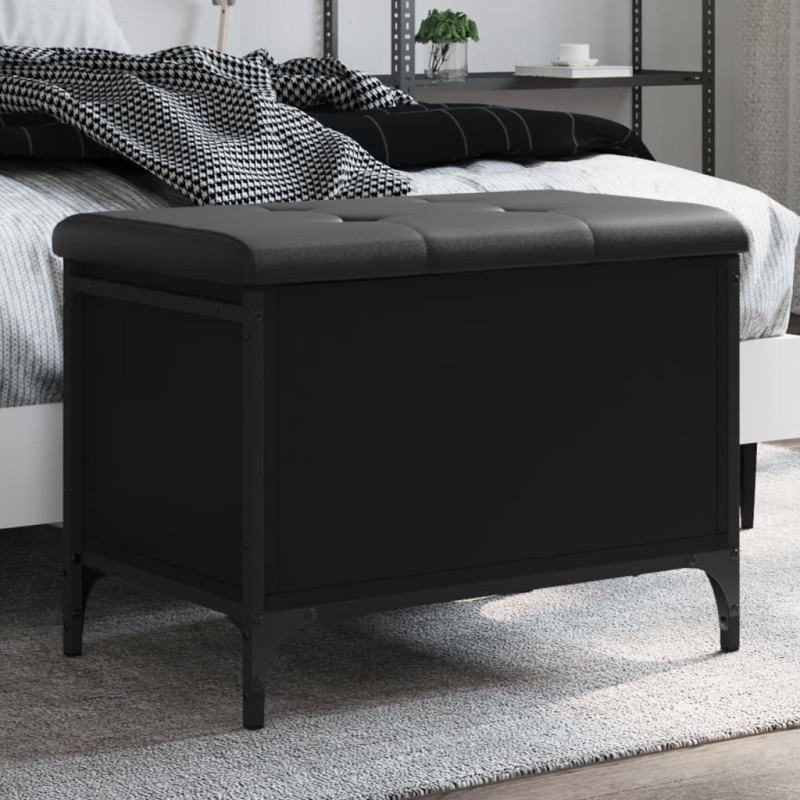 vidaXL Banco con almacenaje madera de ingeniería negro 62x42x45 cm vidaXL Banco con almacenaje madera de ingeniería negro 62x42x45 cm