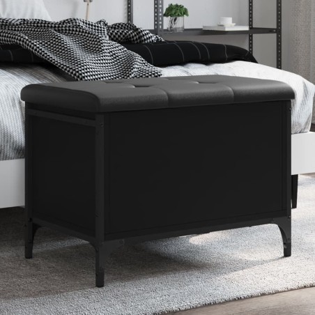 vidaXL Banco con almacenaje madera de ingeniería negro 62x42x45 cm