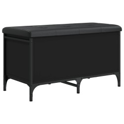 vidaXL Banco con almacenaje madera de ingeniería negro 82x42x45 cm