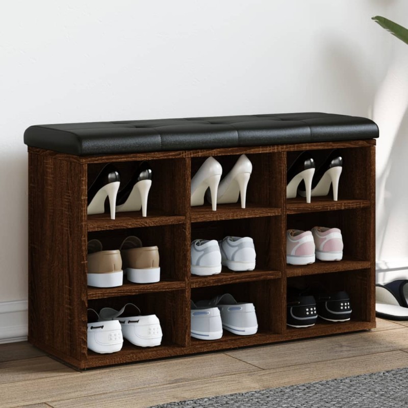 vidaXL Banco zapatero madera de ingeniería marrón roble 82x32x50 cm vidaXL Banco zapatero madera de ingeniería marrón roble 82x32x50 cm