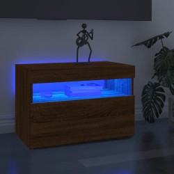 vidaXL Muebles de TV con luces LED 2 uds marrón roble 60x35x40 cm